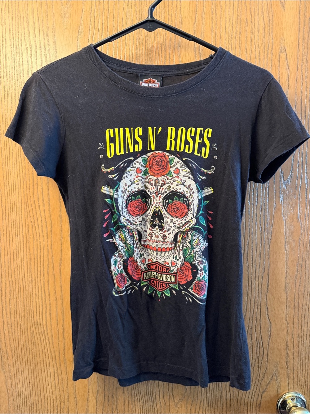 Harley-Davidson Black Tee with Colorful Sugar Skull Graphic